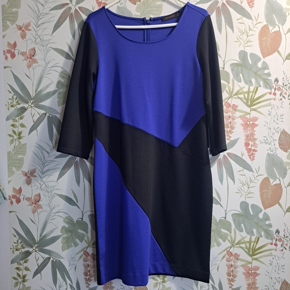 The Limited Colorblock Blue and Black Knit Dress Size Large